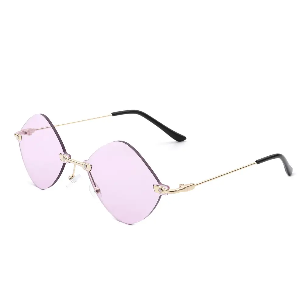 Round Rimless Frame Sunglasses