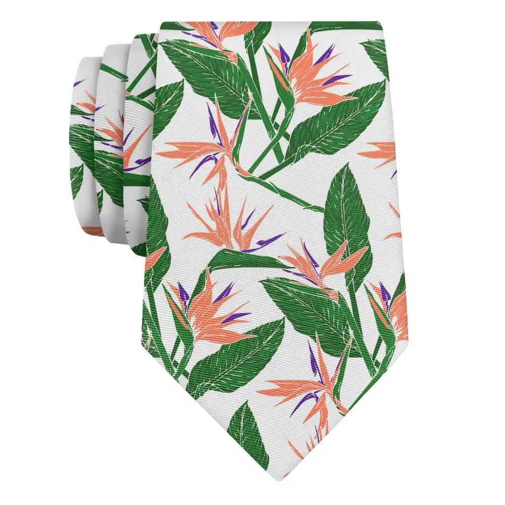 Bird Of Paradise Floral Pattern Necktie
