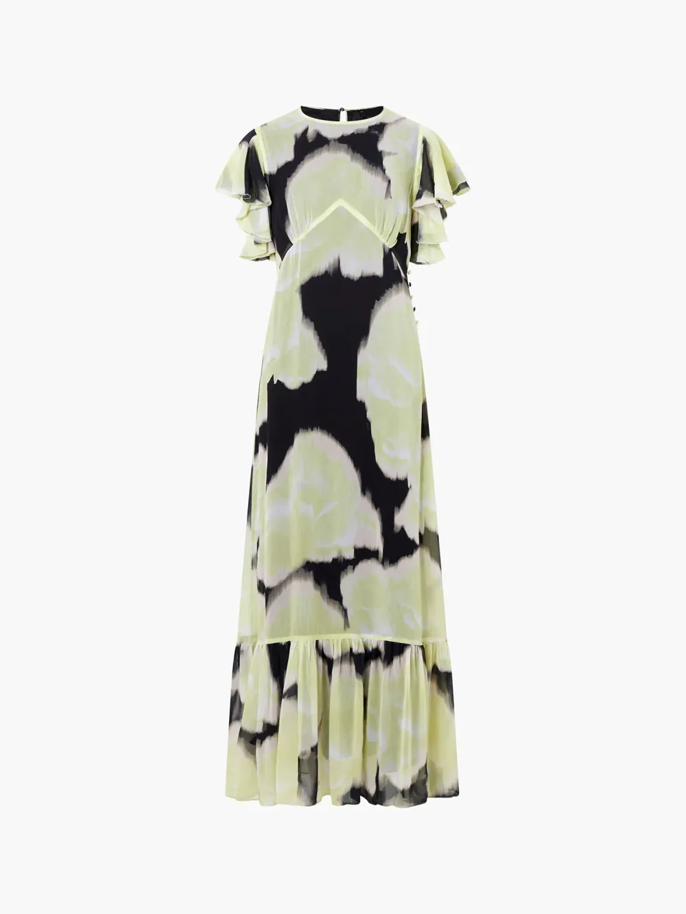 Breathable Flowing Chiffon Dress With Ruffle Sleeves