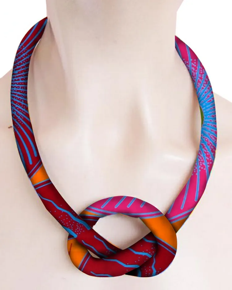 Handmade Ankara Print Cotton Cord Necklace