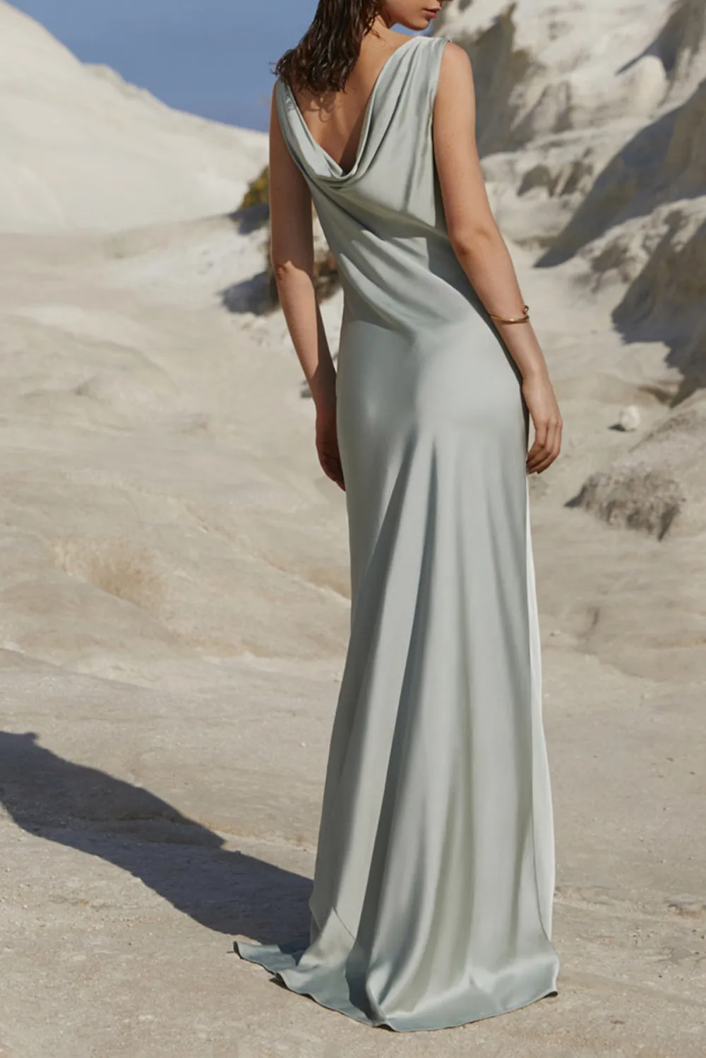 Cowl Neck Satin Maxi Dress