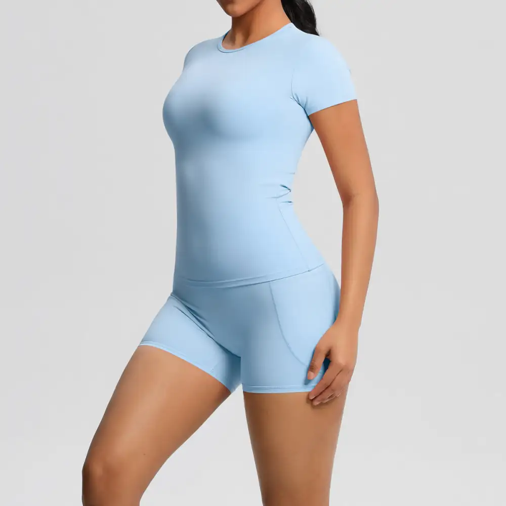 Brushed Short-Sleeve Top, Trousers and Shorts Active Set