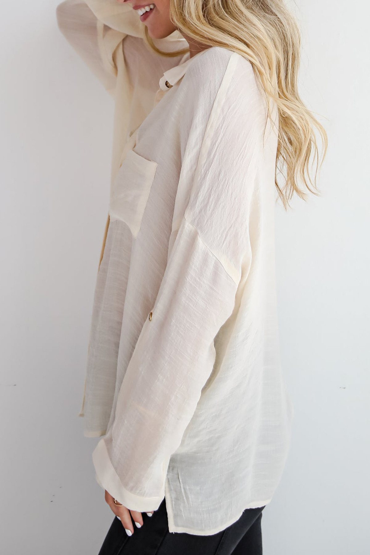 Compelling Composure Oversized Button-Up Blouse