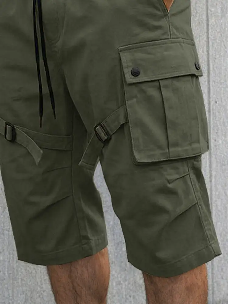 Men's Casual Strap Design Cargo Shorts