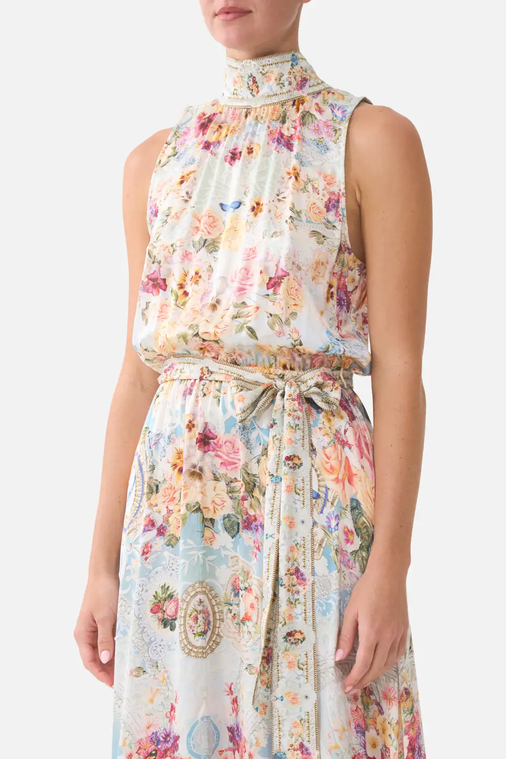 Tie Neck Dress with Elasticated Waist