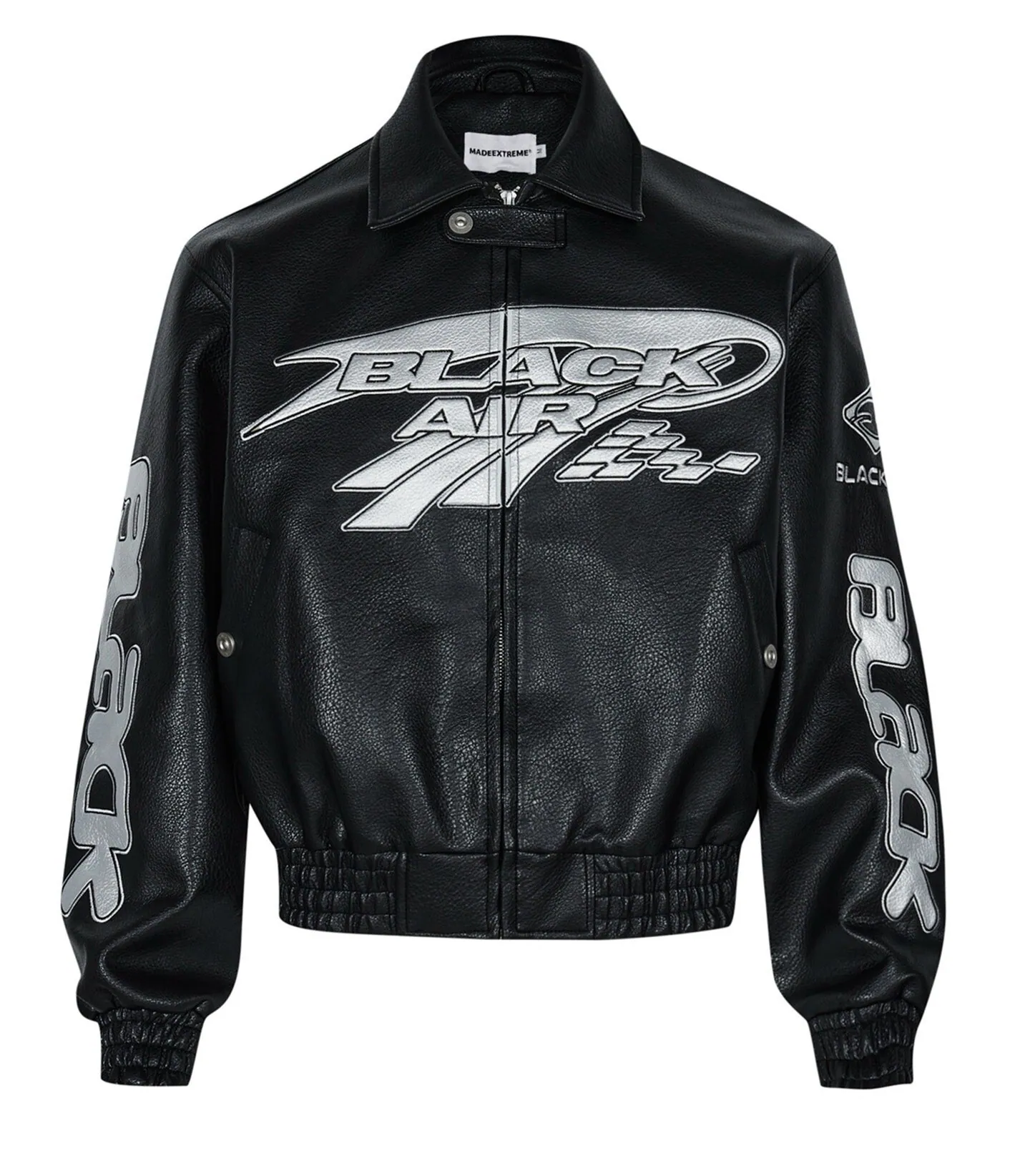 BLACK AIR Racer Cropped Leather Jacket