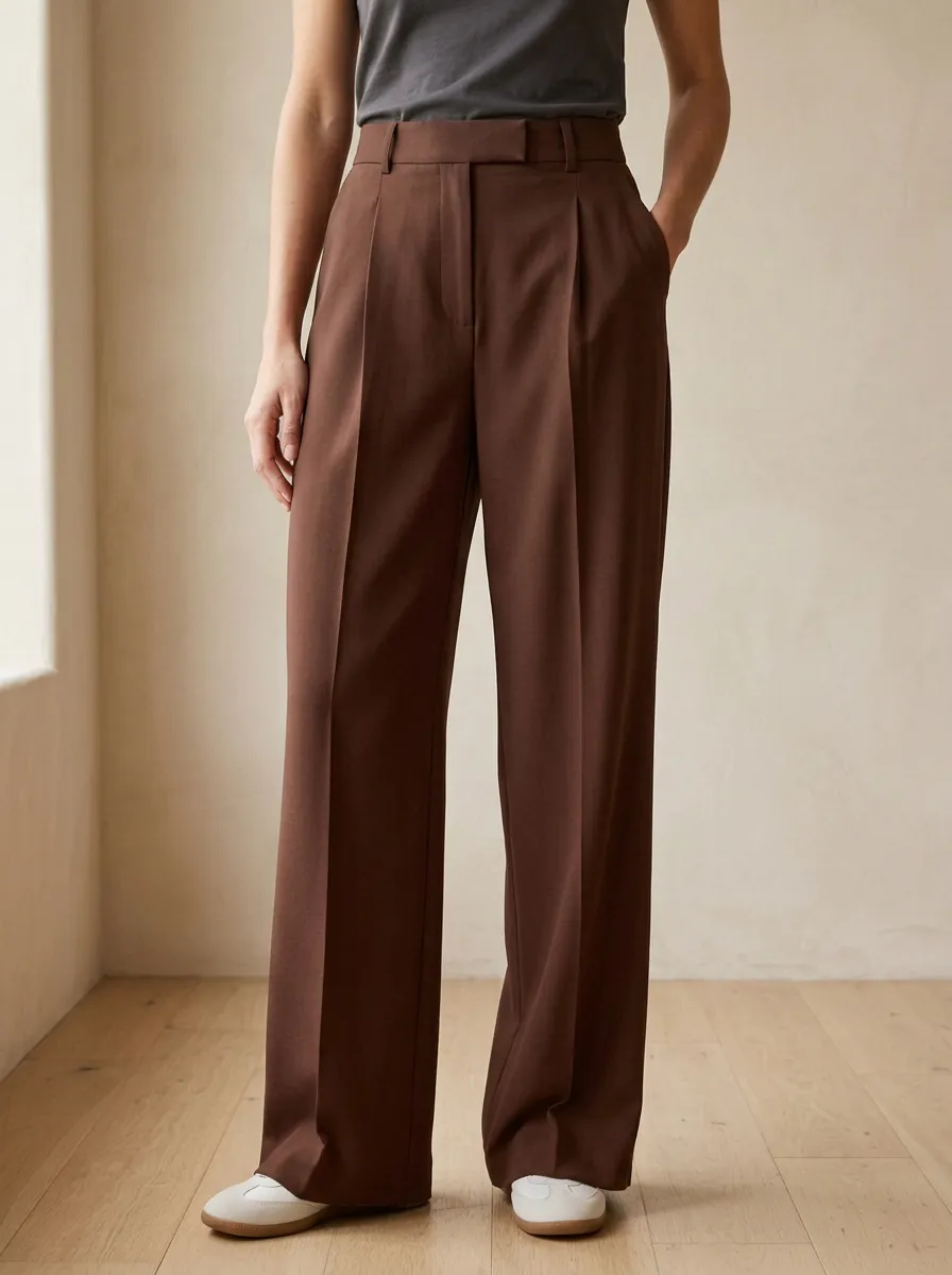 Polished Wide-Leg Pleated Women's Wide-Leg Pants