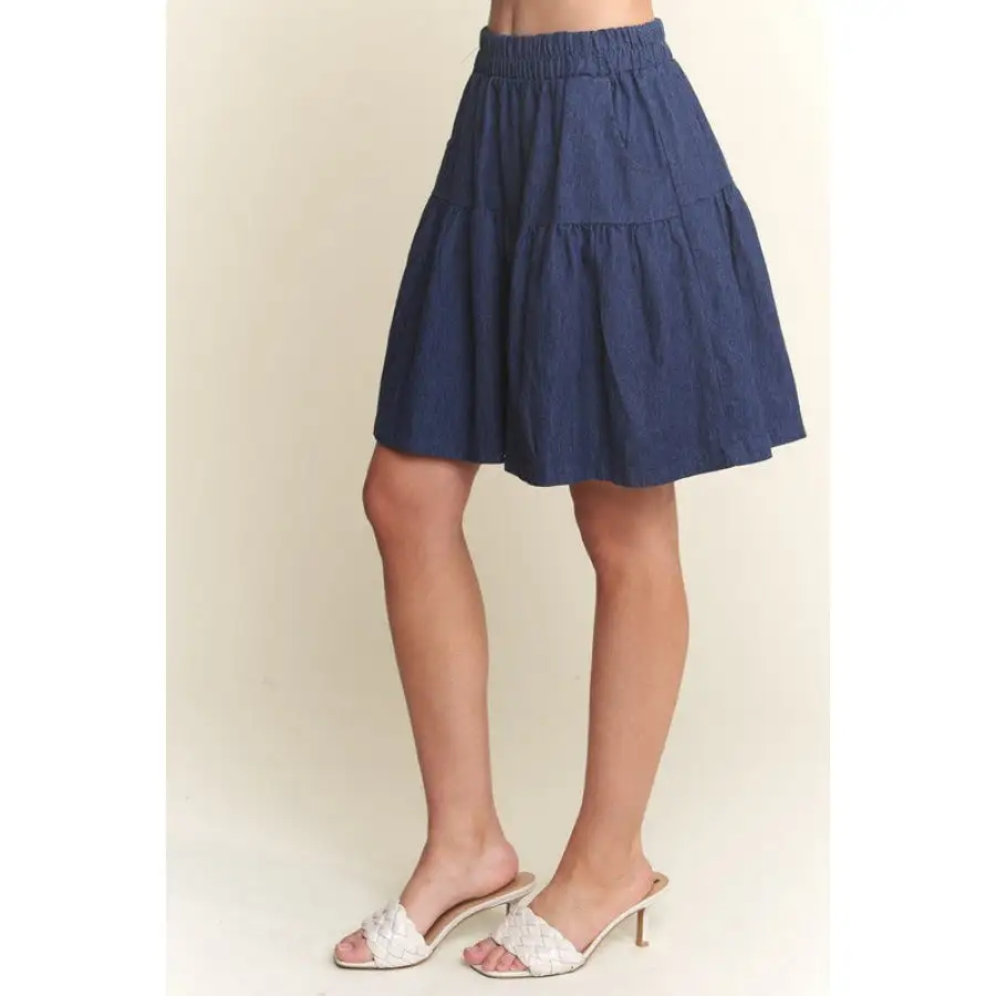 Wide Leg Denim Shorts