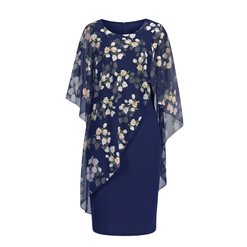 Floral Polished Overlay Midi Dress