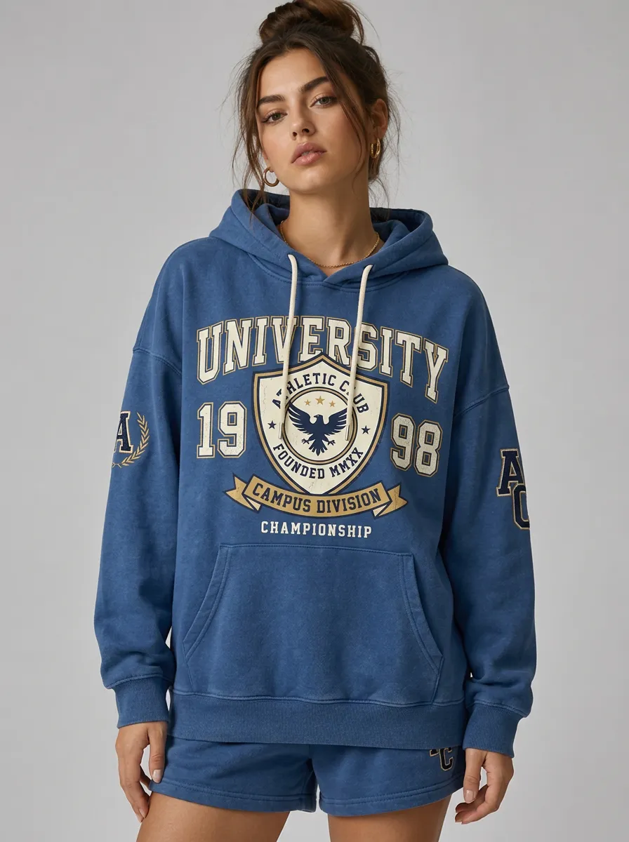 Women's University Athletic Club Eagle Logo Printed Hoodie