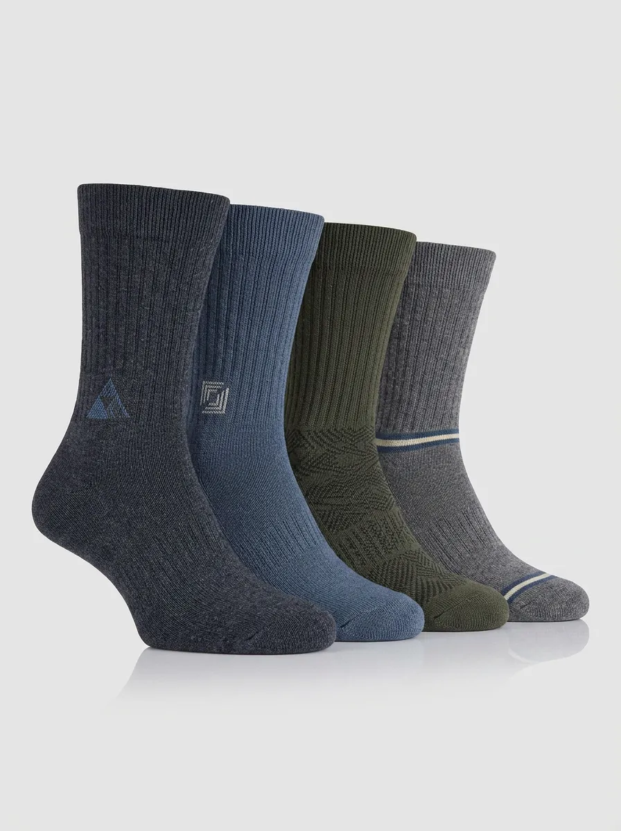 Men's Retro-Print Four Pair Socks