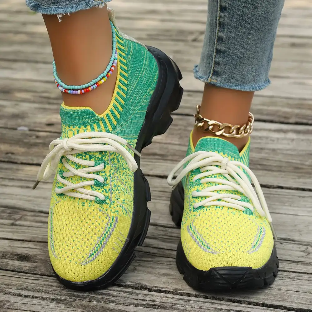 Modern Round Toe Lace-Up Sneakers