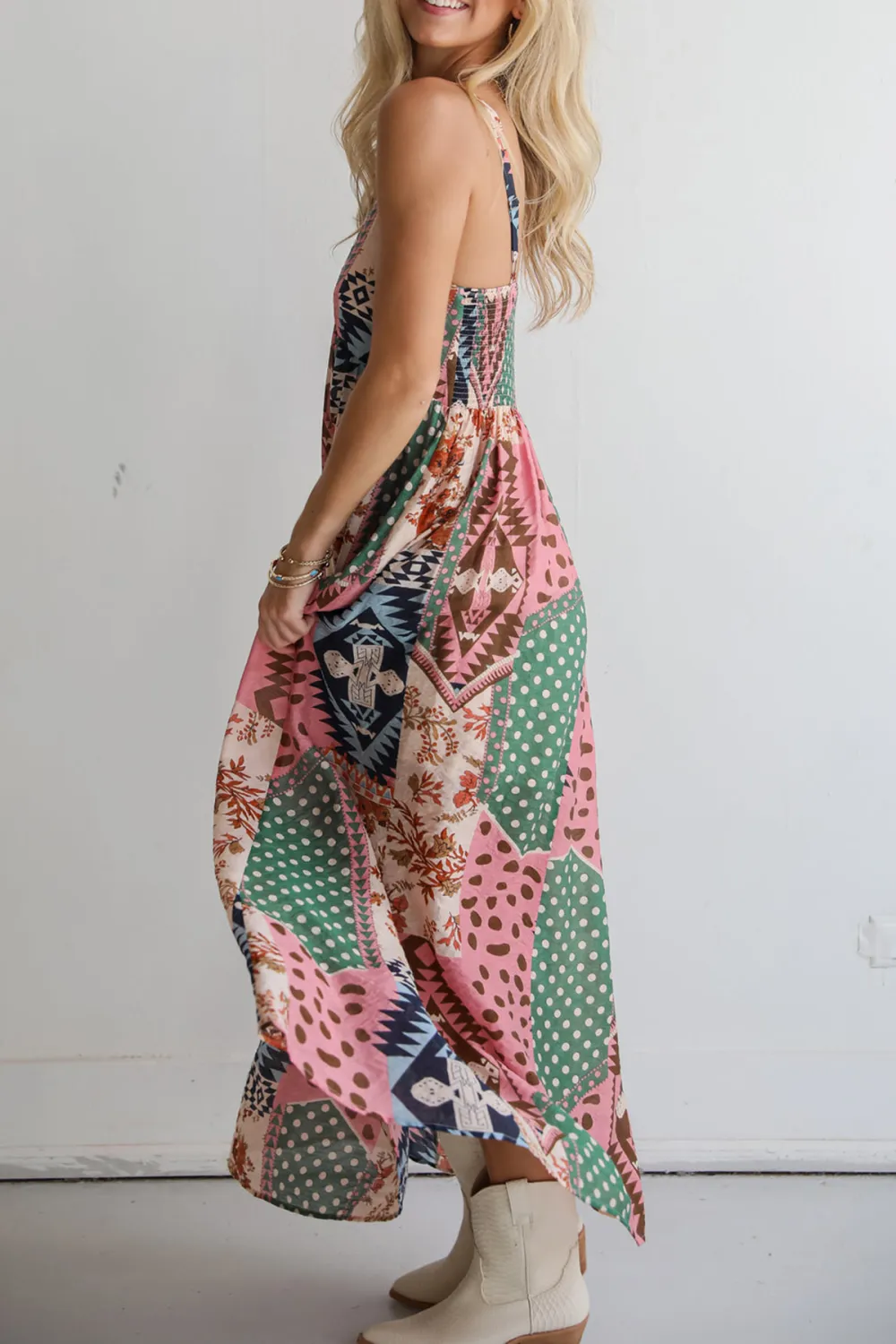 Cream Patchwork Maxi Dress