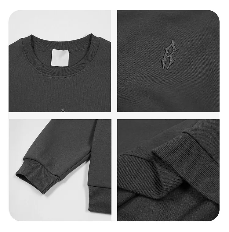 Embroidered Fleece-Lined Crewneck Sweatshirt