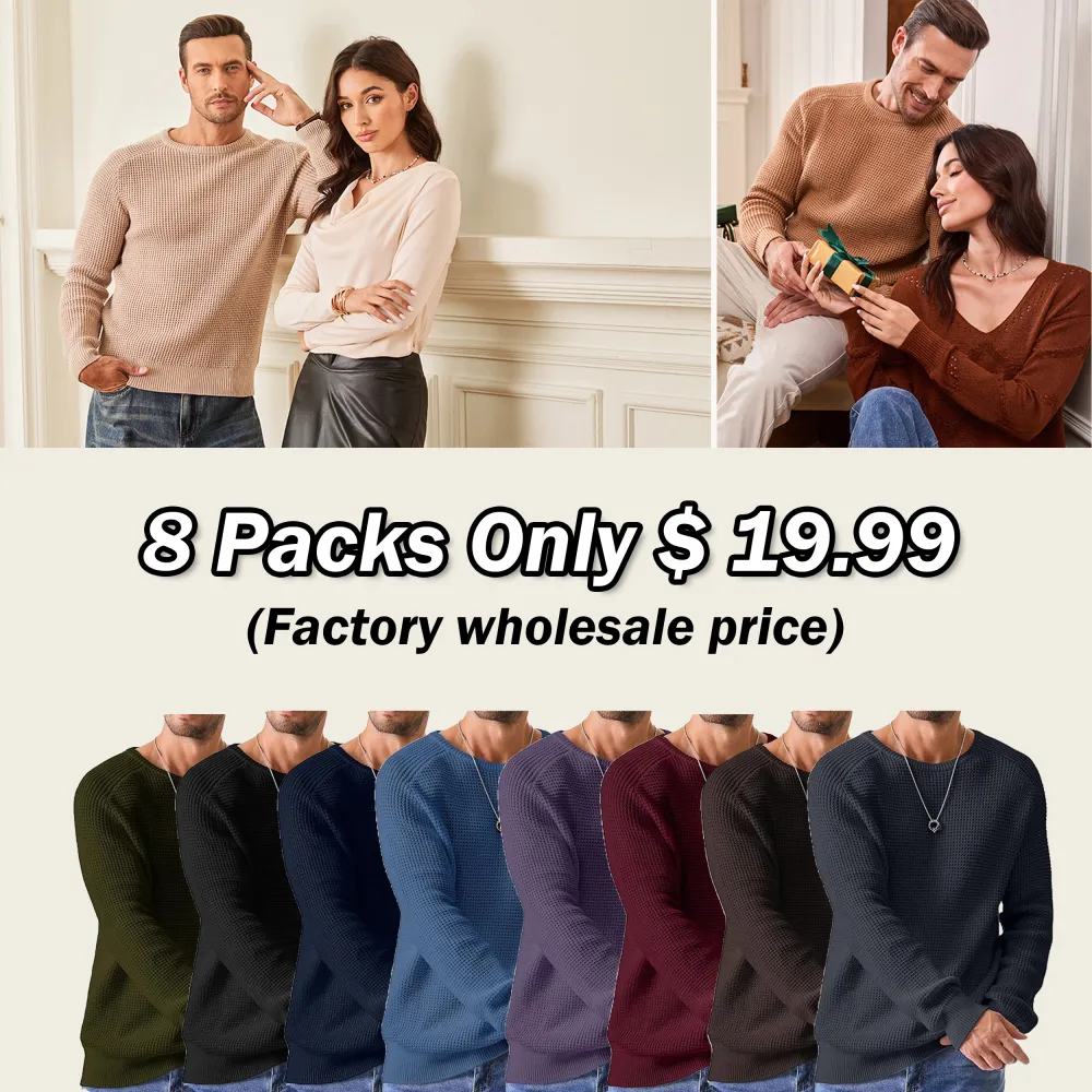 🧶 Men’s Waffle Knit Crewneck Sweater – Effortless Warmth. Everyday Style.
