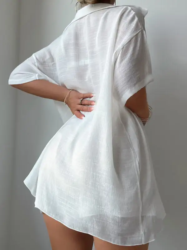 Loose Sun Protection Short Sleeved Swim Cover Up