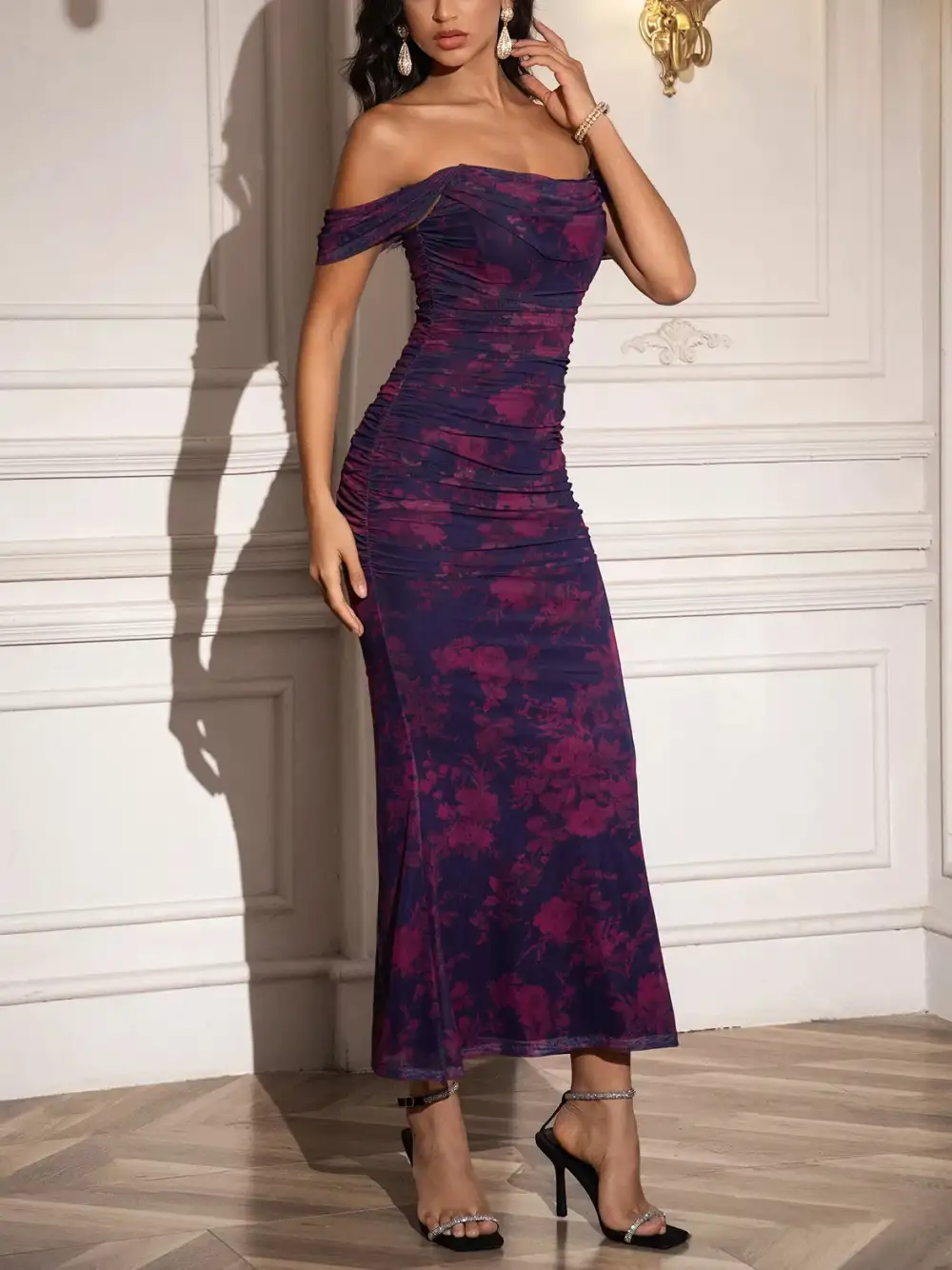 Floral Ruched Dress Casual