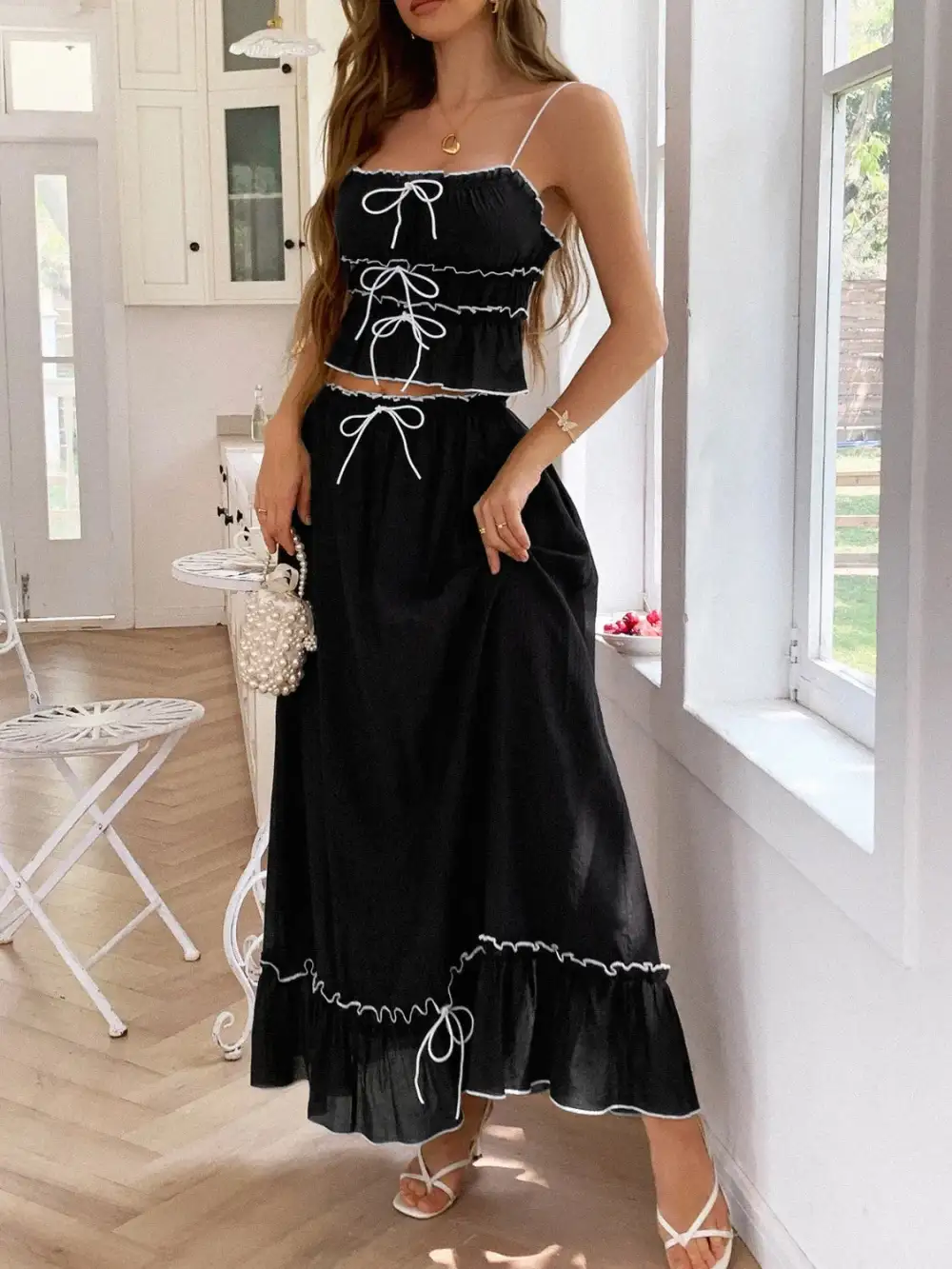 Square Neck Ruched Coordinated Set