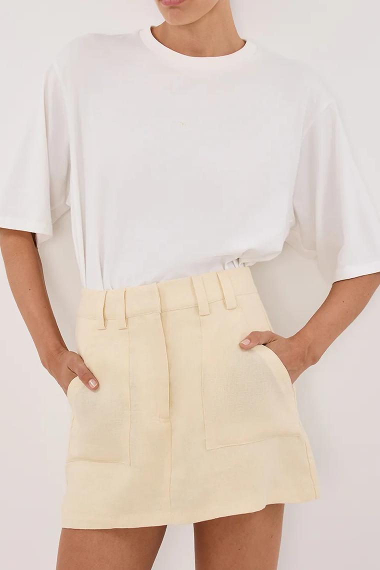 LEMON LINEN SKORT