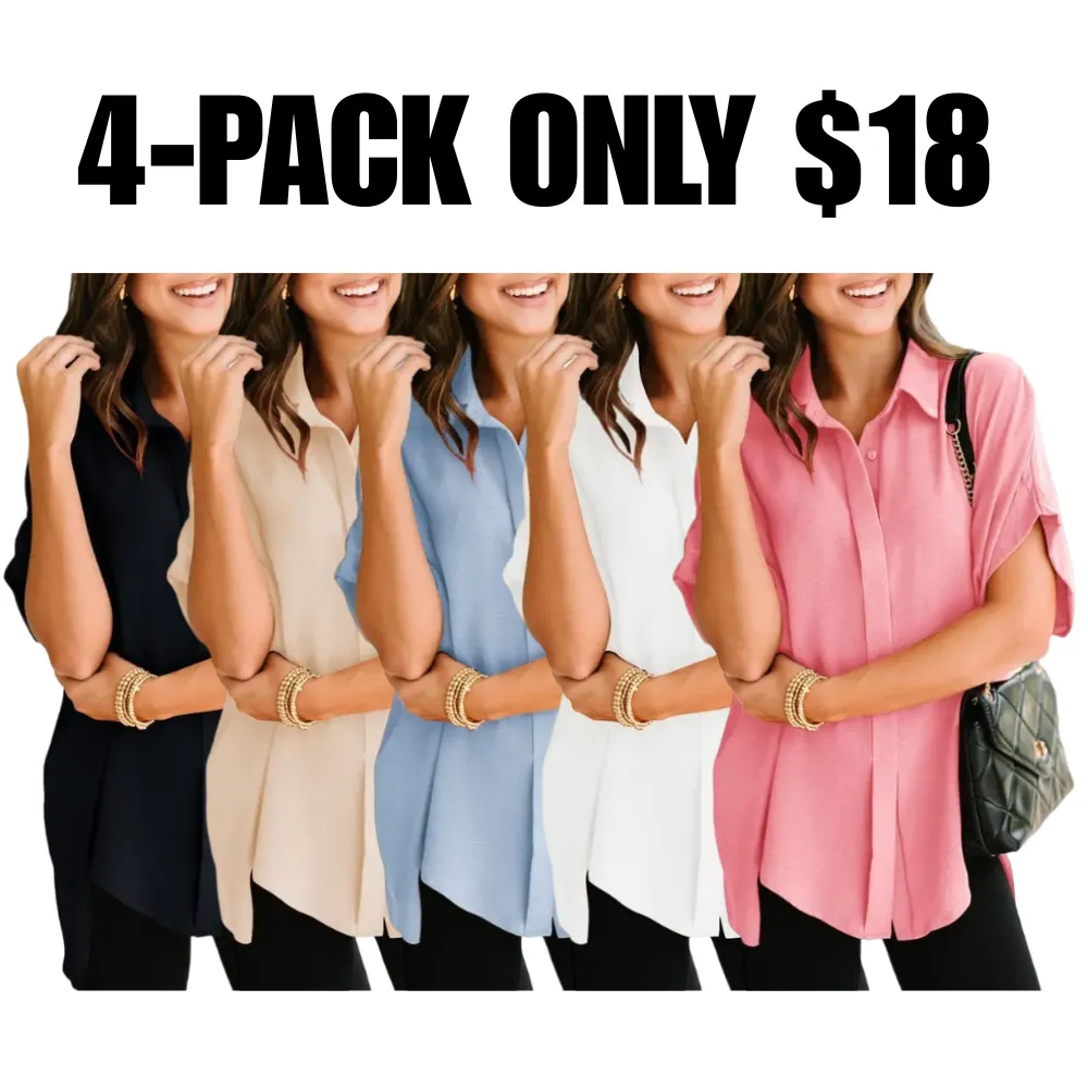 Women's Tops  V Neck Button Down Shirts