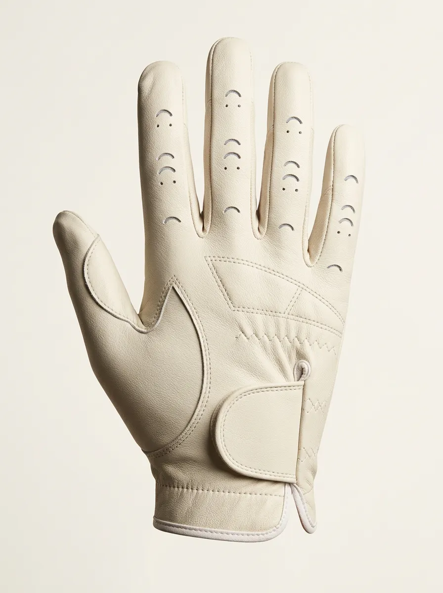 Perforated Smiley-Motif Leather Golf Glove