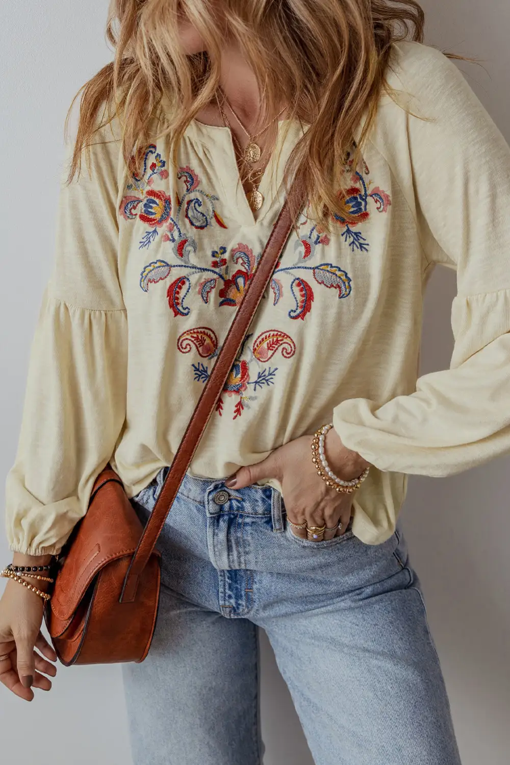 Floral Paisley Embroidered Blouse