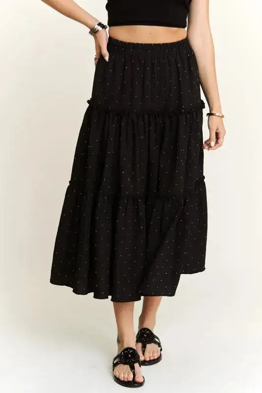 Ruffle Trim Rhinestone Skirt