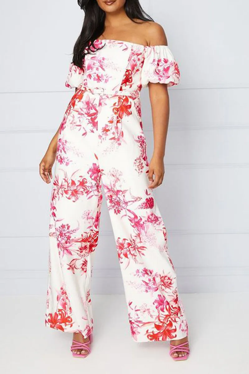 Casual Style Tropical Floral Ottoman Jumpsuit