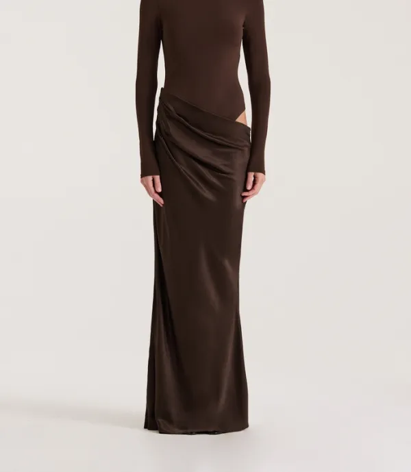 Chocolate Long Sleeve Mock Neck Convertible Dress