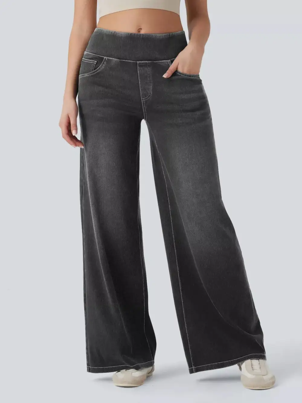 Soft High Waist Wide Leg Denim Jeans