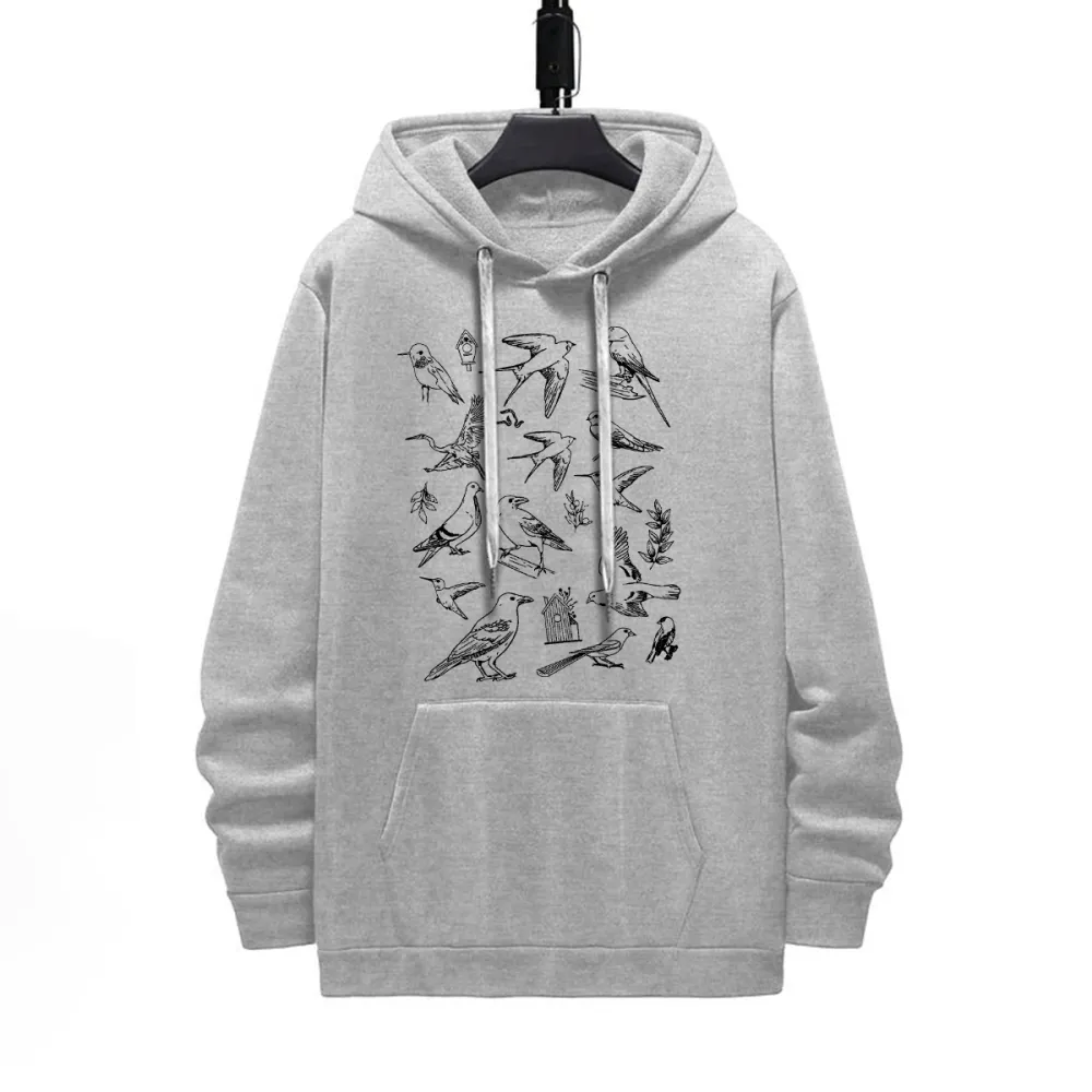 Birds Pattern Printed Hoodie