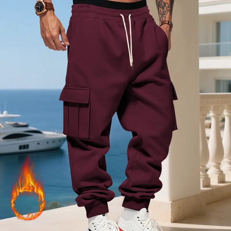 Men's  Thermal Cargo Pants Pockets Leg Cargo Pants