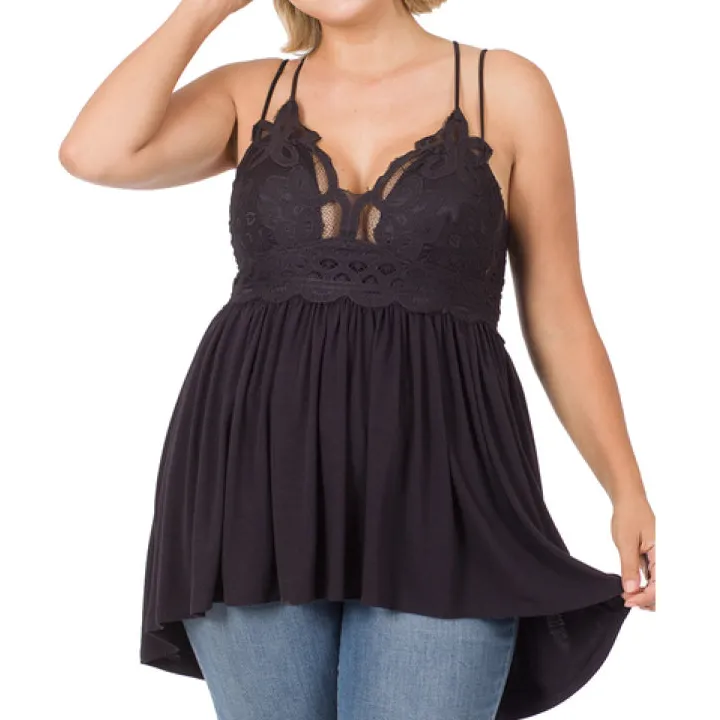 NEW Crochet Lace Camisole With Removable Bra