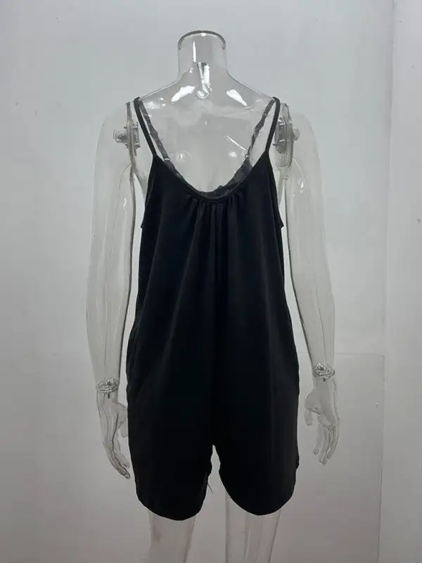 Spaghetti Strap Shorts Clean Round Neck Accessory