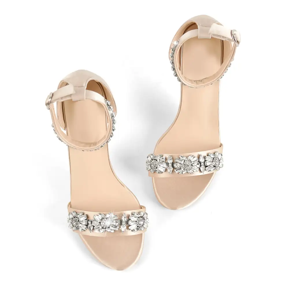 Rhinestone Embellished Ankle Strap Sandals