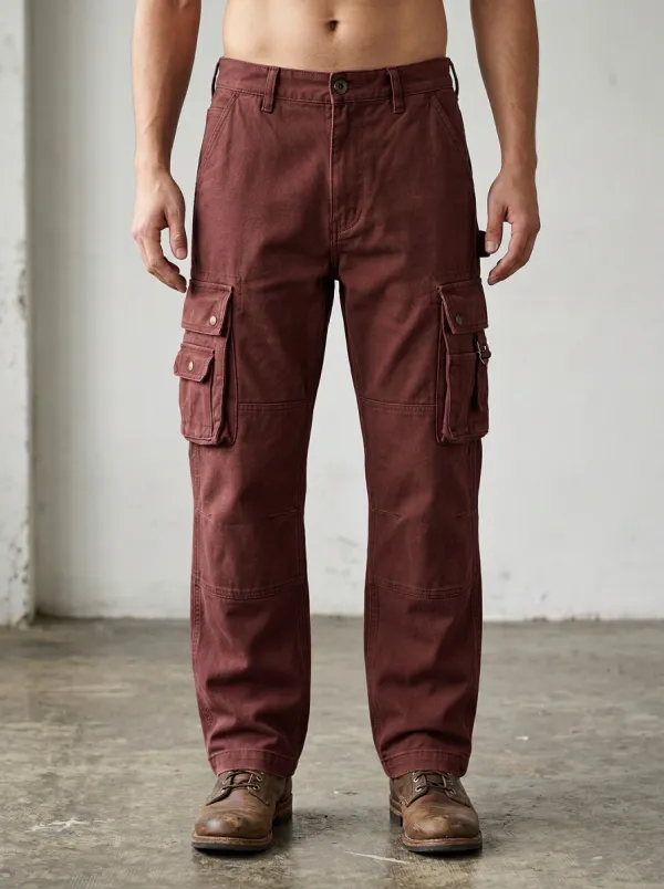 Men's Military Style Olive Green Multi-Pocket Cargo Pants