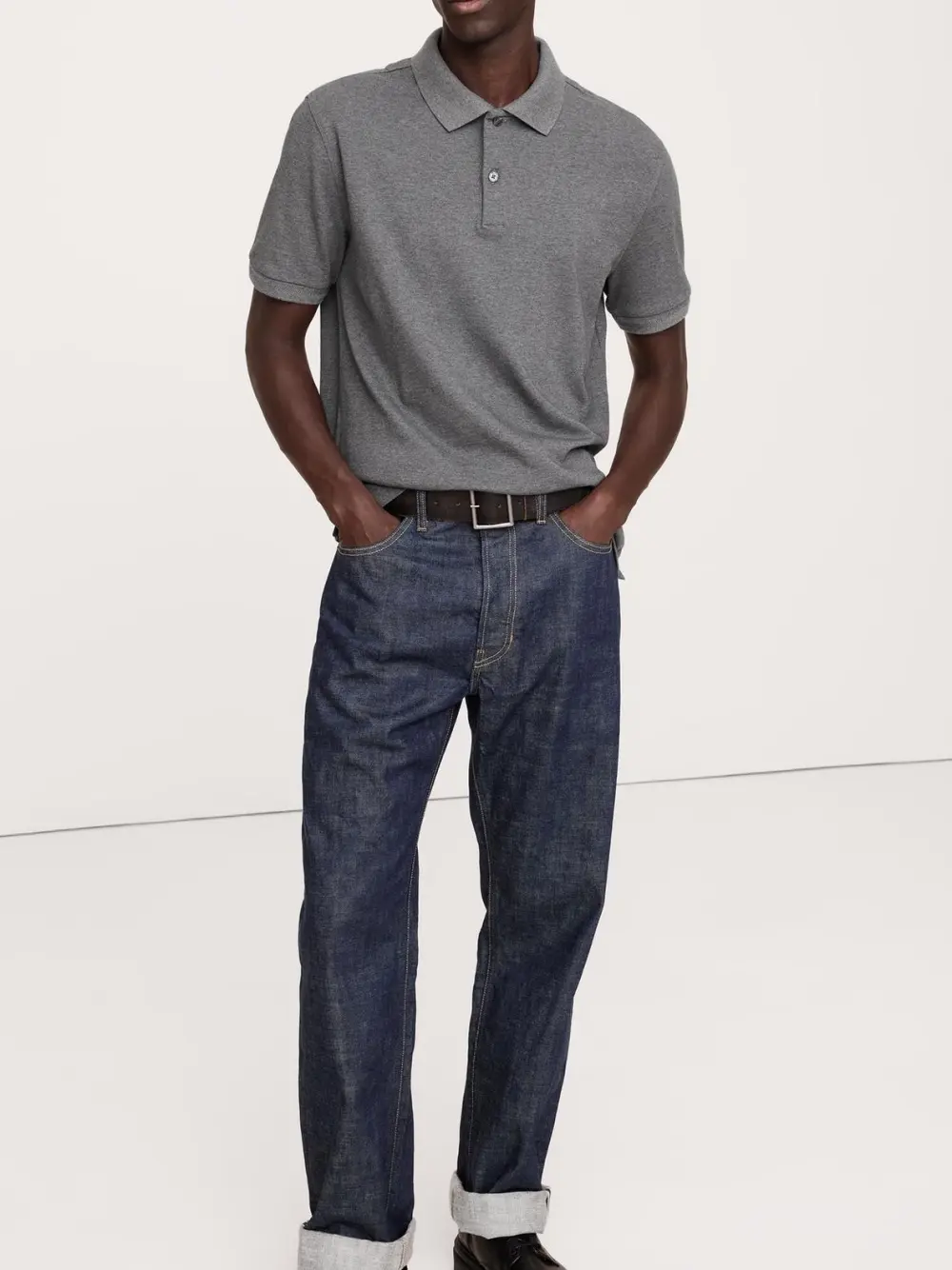 Men's Dark Charcoal Gray Soft Cotton Polo Shirt