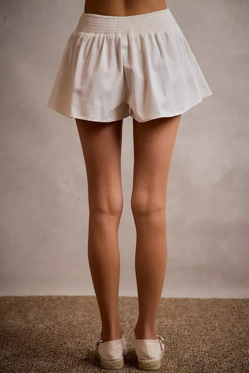 Denim Bubble Skort with Smocked Back