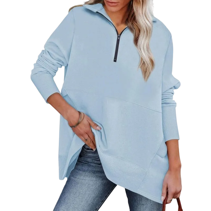 Women's Casual Oversized Half Zip Sweatshirts Long Sleeve