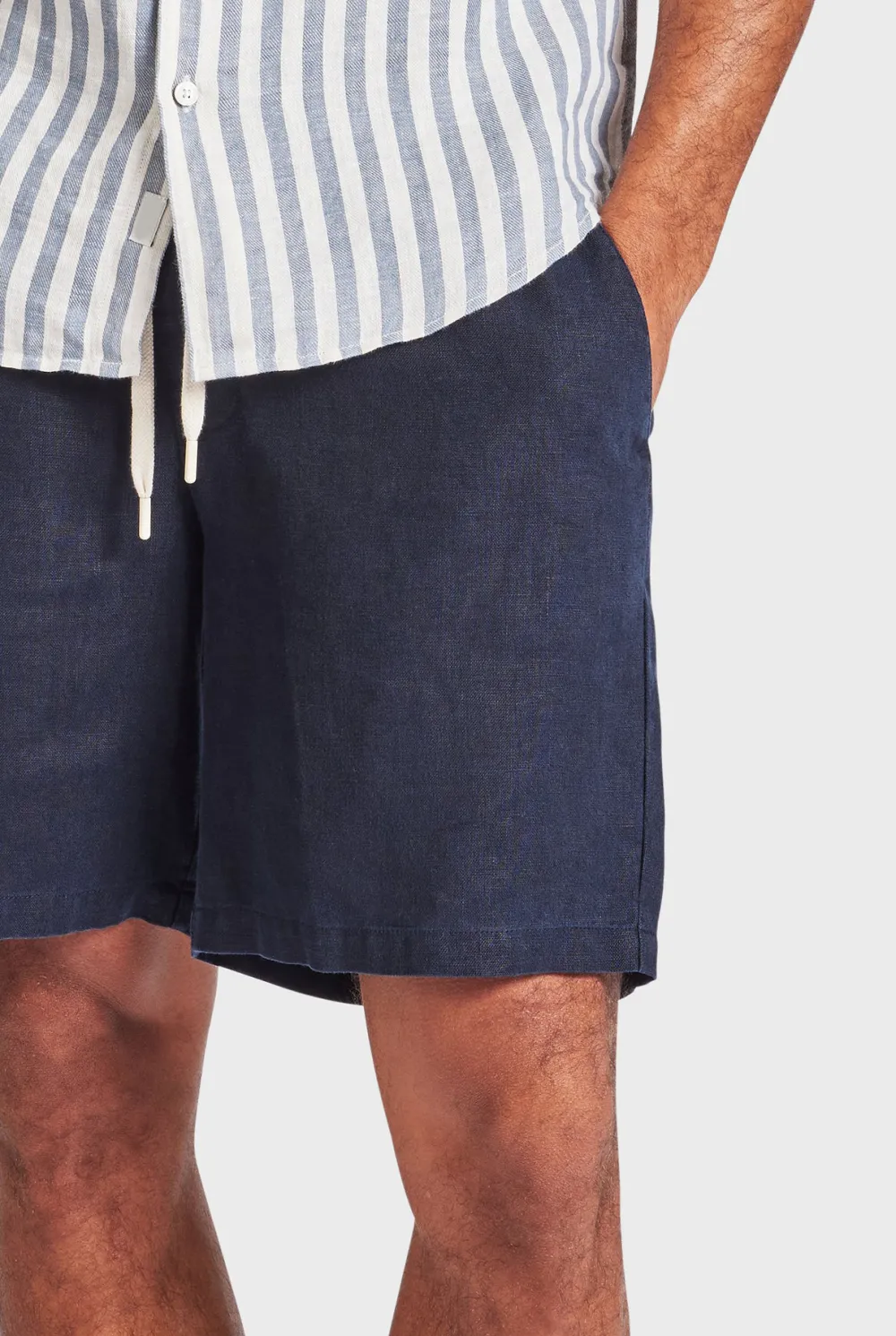 Ice Gray Linen Loose Fit Short