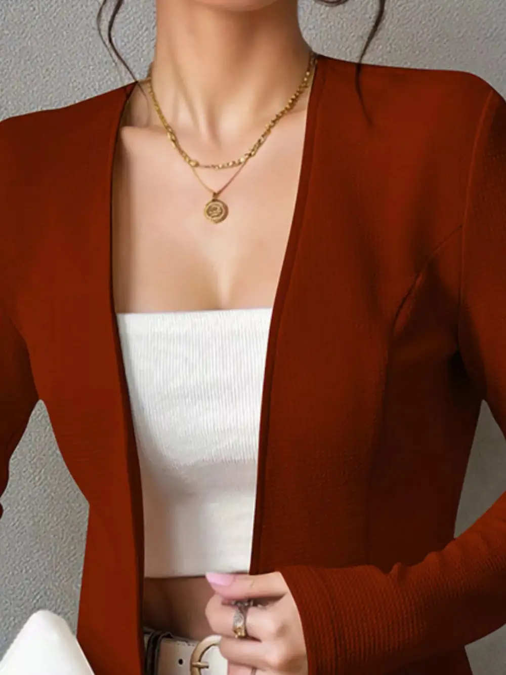 Unlined One Button Long Sleeve Blazer