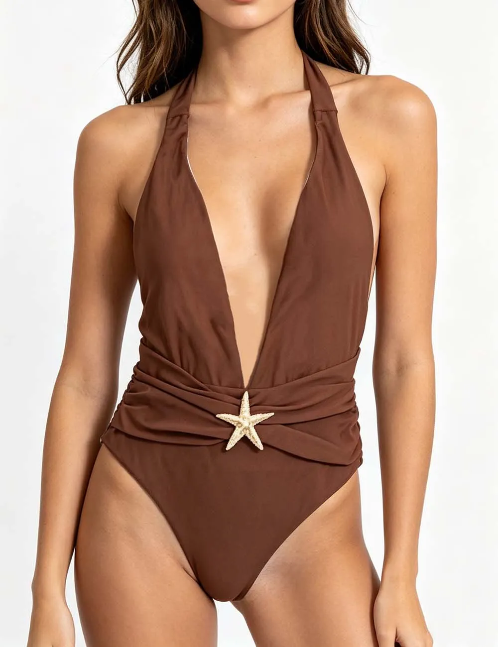 Starfish Detail Deep V Neck One Piece with Salong