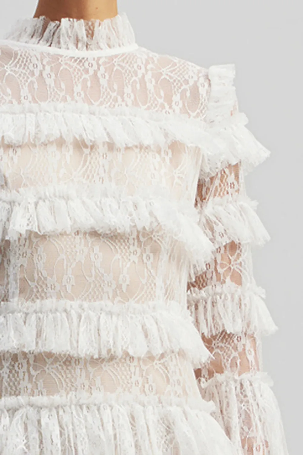 Tiered Fringe Lace Mini Dress