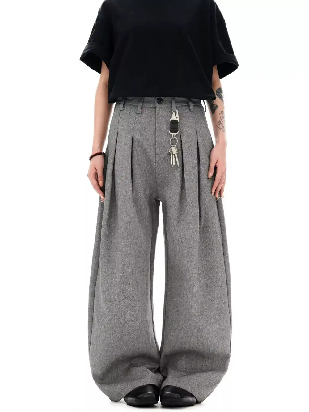 Men's Plus Size Wide Leg Pleated Pants