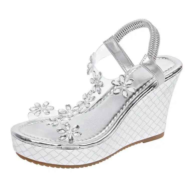 Rhinestone Detail Wedge Sandals