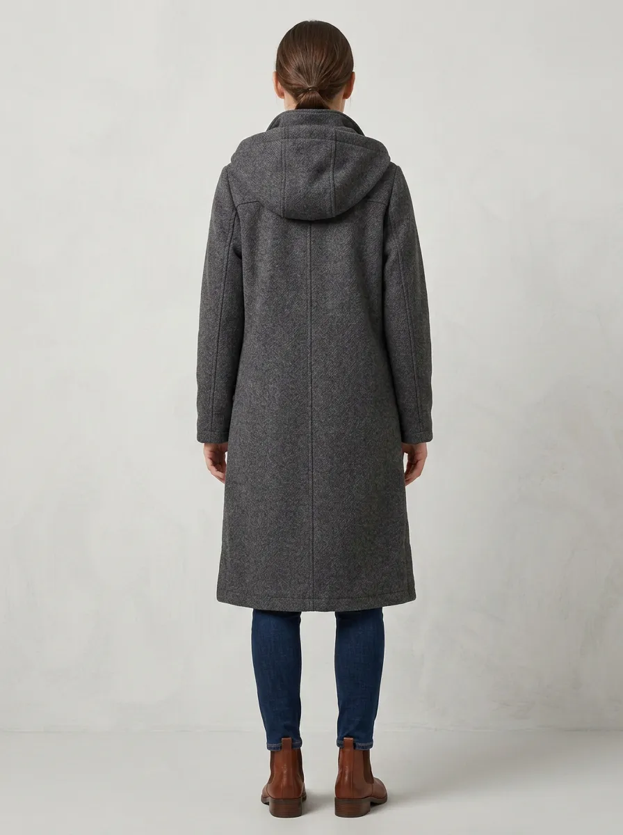Practical-Layer Woolen Long Hooded Coat