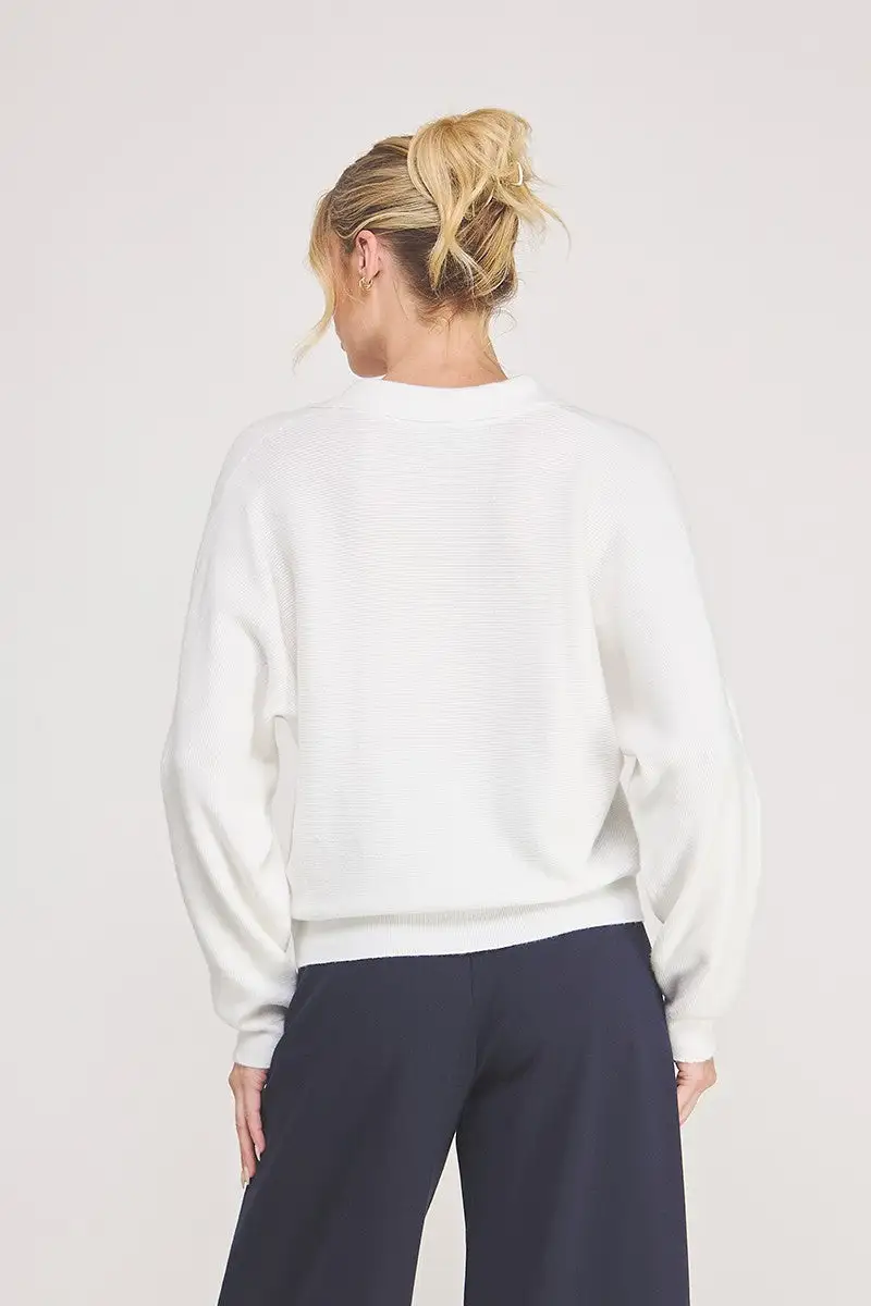 Dolman Sleeve Polo Sweater