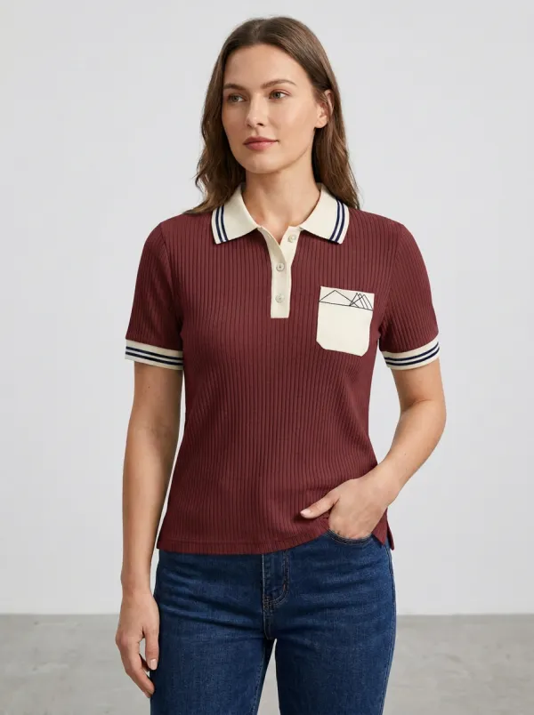 Women's Pocket Mountain-Detail Polo Shirt
