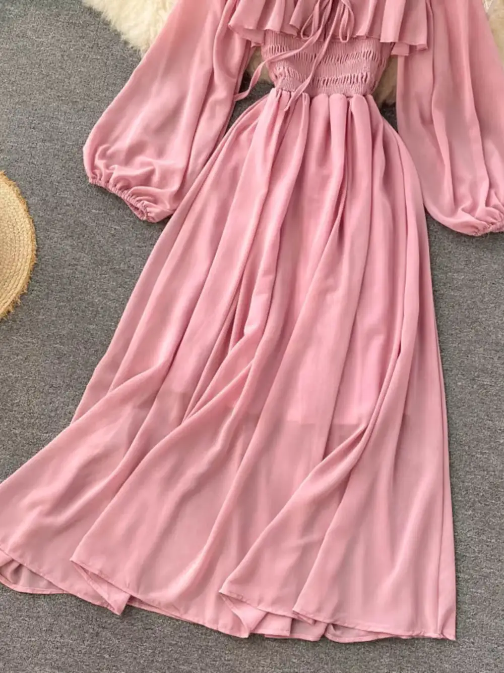Square Neck Ruffle Dress Casual