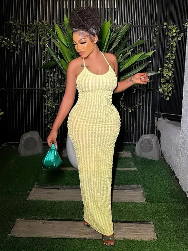 Women's Solid Backless Frill Trim Cami Dress